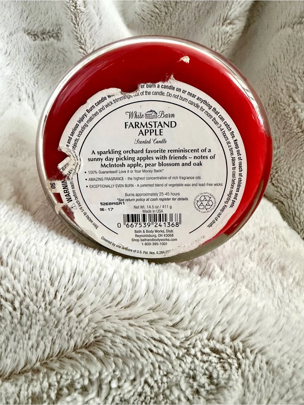 Discontinued White Barn Farmstand Apple Scented Candle - Red